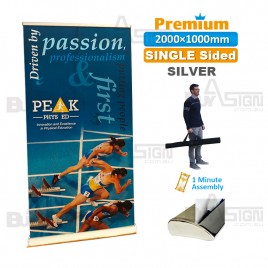 1000x2000mm SILVER, Premium Pull Up Banner with Graphic